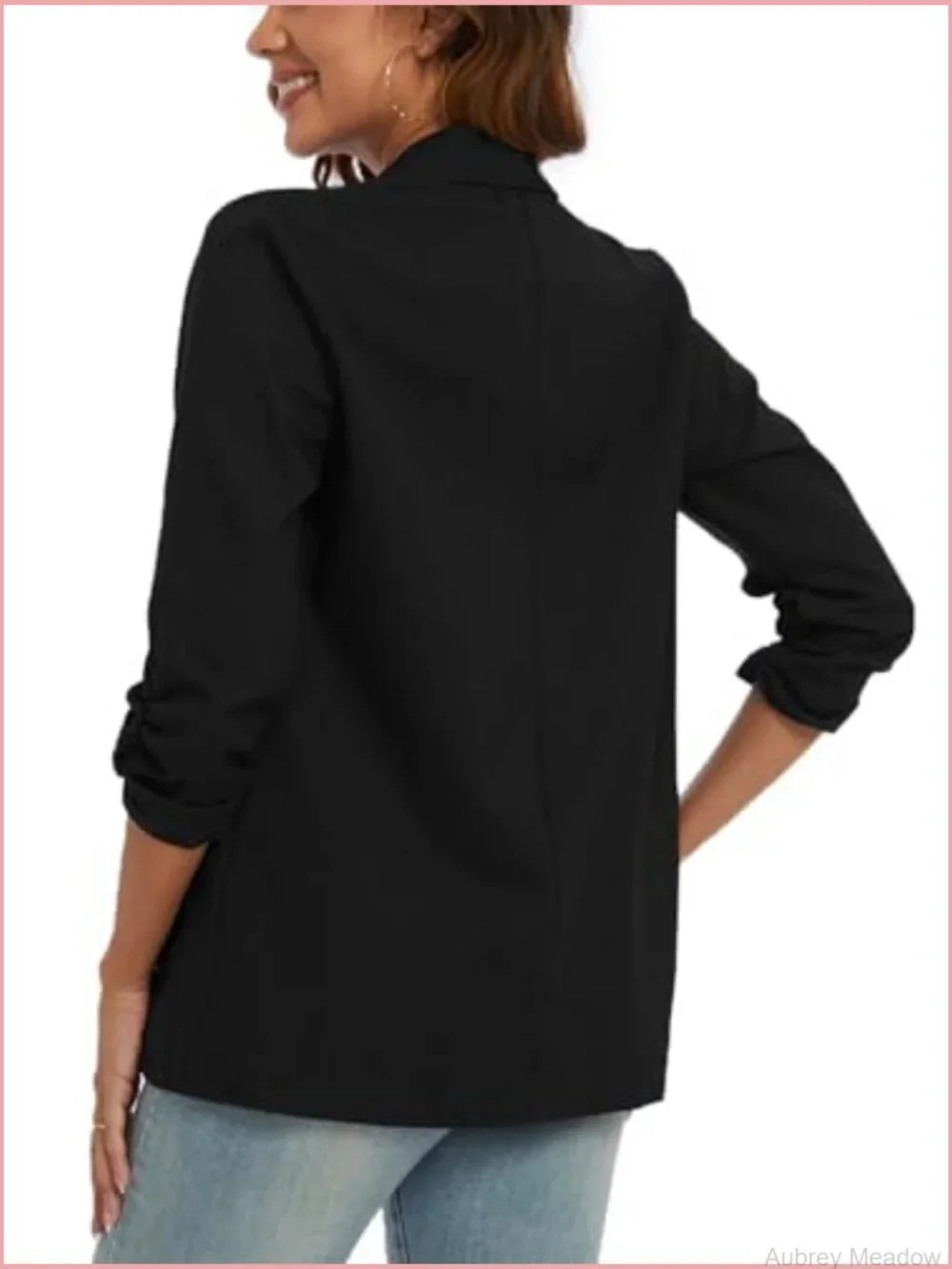 Women's Linen Blazer 3/4 Sleeve Lightweight Notch Lapel Button Pockets